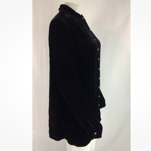 Cut Loose Sz S Velvet Button Long Sleeve Top Black Collared Whimsigoth Look - Picture 4 of 6